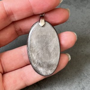 Pendentif en obsidienne argentee n°1